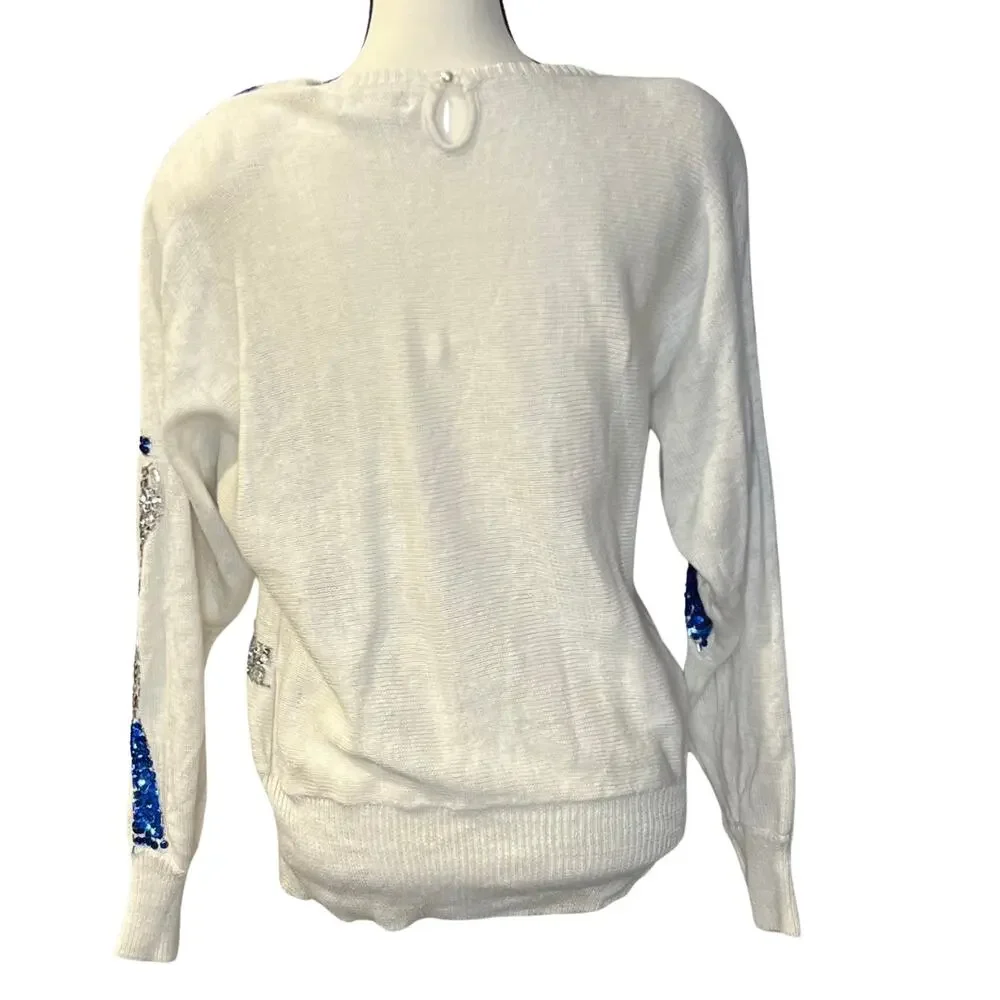 R & K Originals Women's Vintage Sequined Sweater Size M